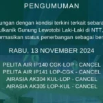 Letusan Gunung Lewotobi Laki-Laki Batalkan dan Tunda Penerbangan di Bandara Lombok